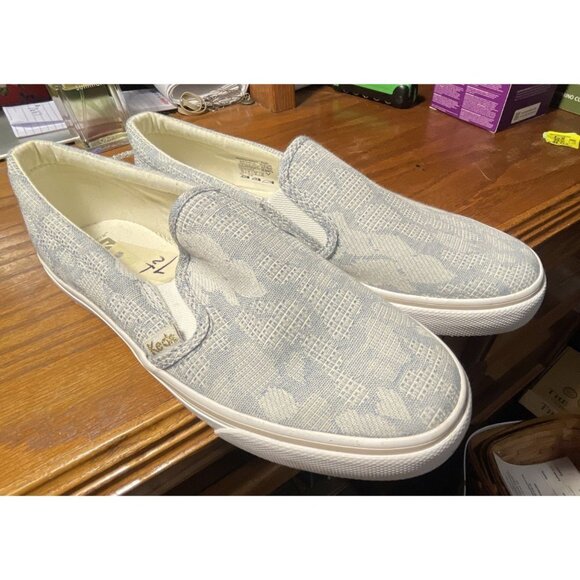 Keds Women's 7.5 Jump Kick Slip Snake Skin Pattern Blue White - Picture 1 of 7